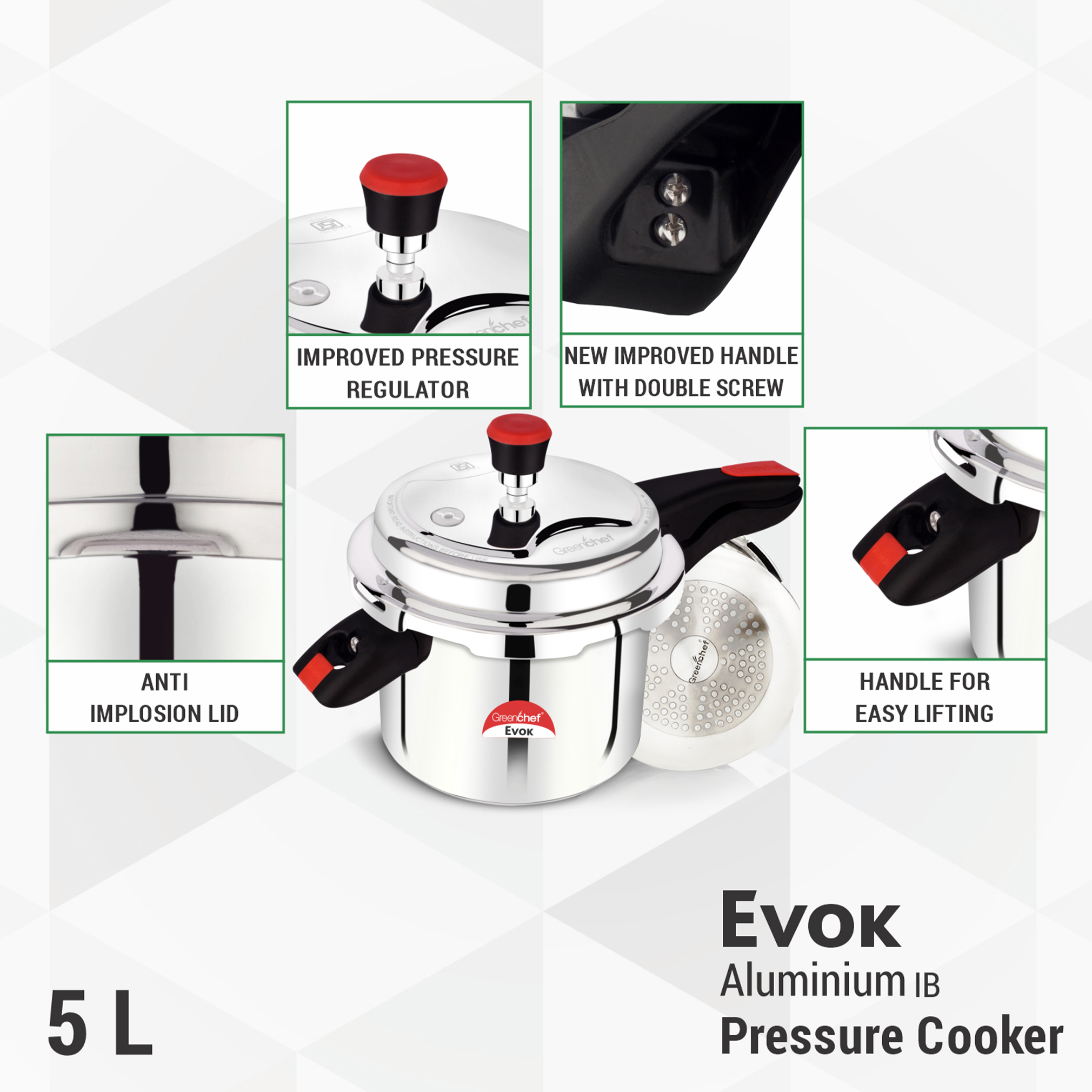 5L Aluminium Pressure Cooker-Induction base